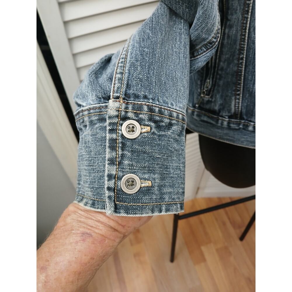 FC French Cuff Denim Jean Jacket w/ Pockets Buttoned Down M - Picture 5 of 9
